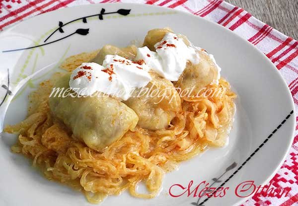 töltött káposzta savanyú káposztából tejföllel fotó